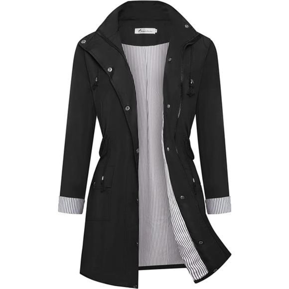 Rain Jacket Women Windbreaker Striped Climbing Raincoats Waterproof Lightweight - Picture 1 of 5